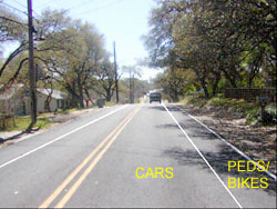 Clawson Road after adding lane stripes for ped/bike lane